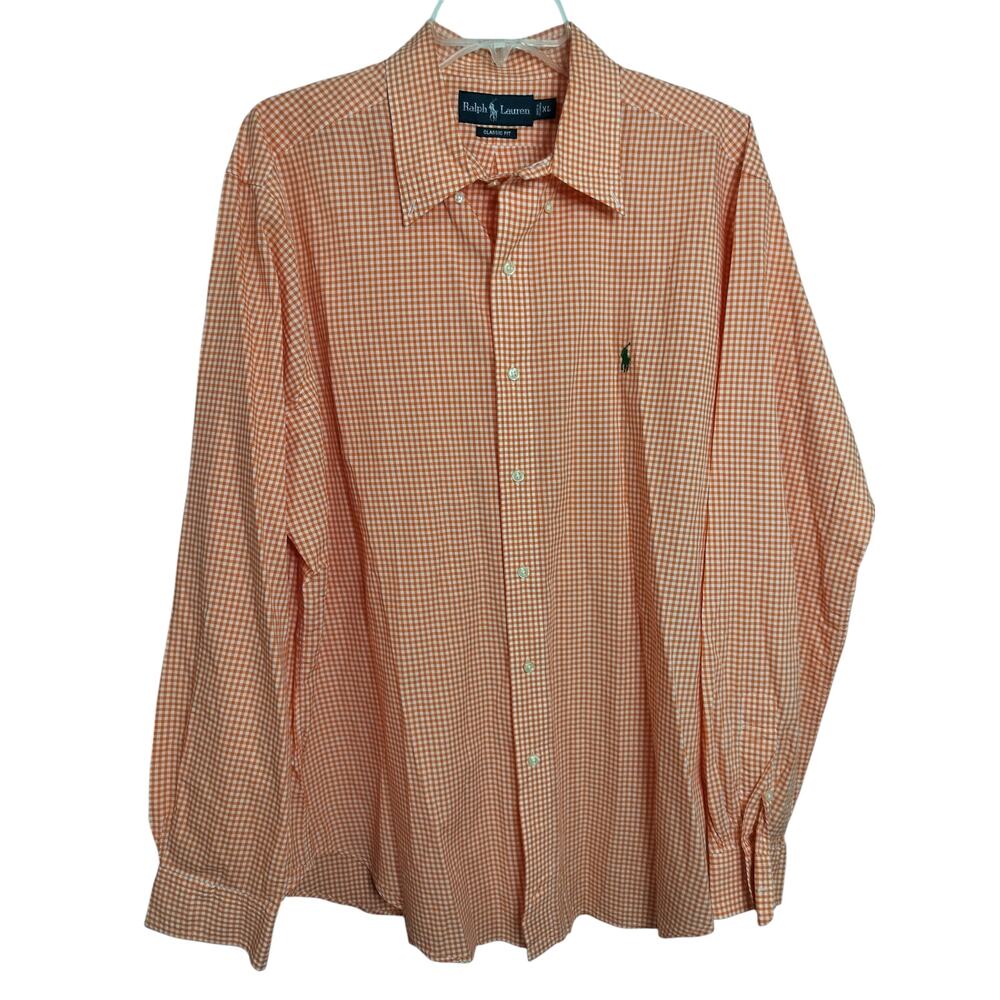 M774) Ralph Lauren Classic Fit Men's XL Checkered Button Down Long Sleeve Shirt